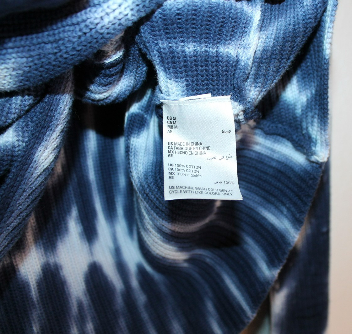 International Concepts blue/white tie dye womens top long sleeve Size M cotton