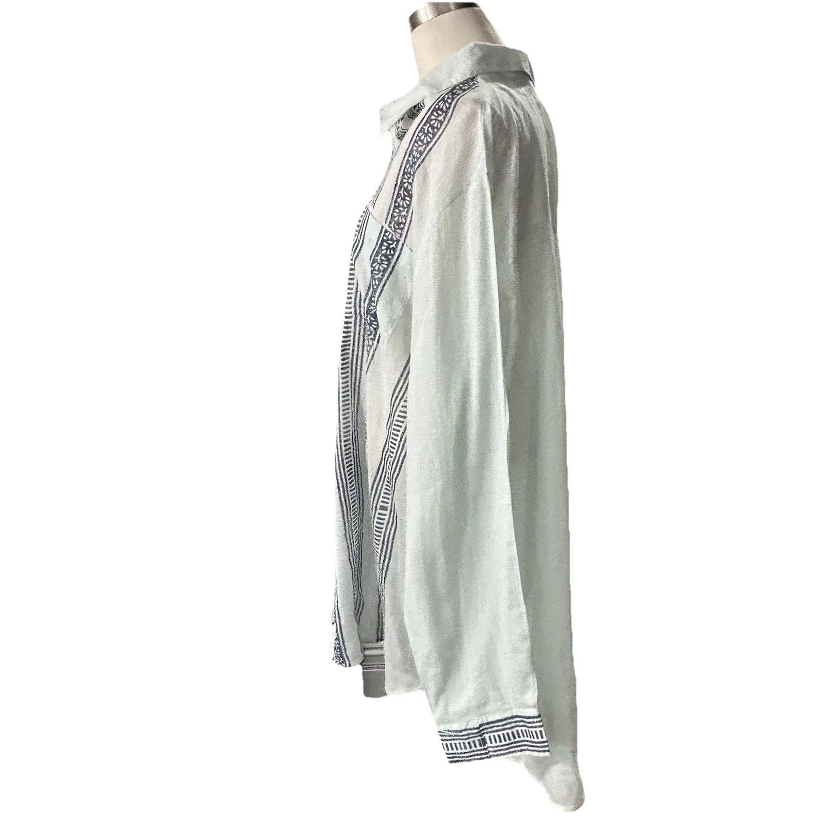 Signals Long-Sleeve Semi-Sheer Lightweight Collared Tunic Blouse Women’s Plus 1X