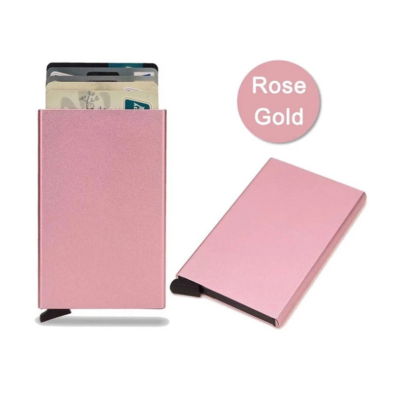 Rfid Smart Wallet Card Holder Metal Thin Slim Men Women Wallets Pop Up Minimalis