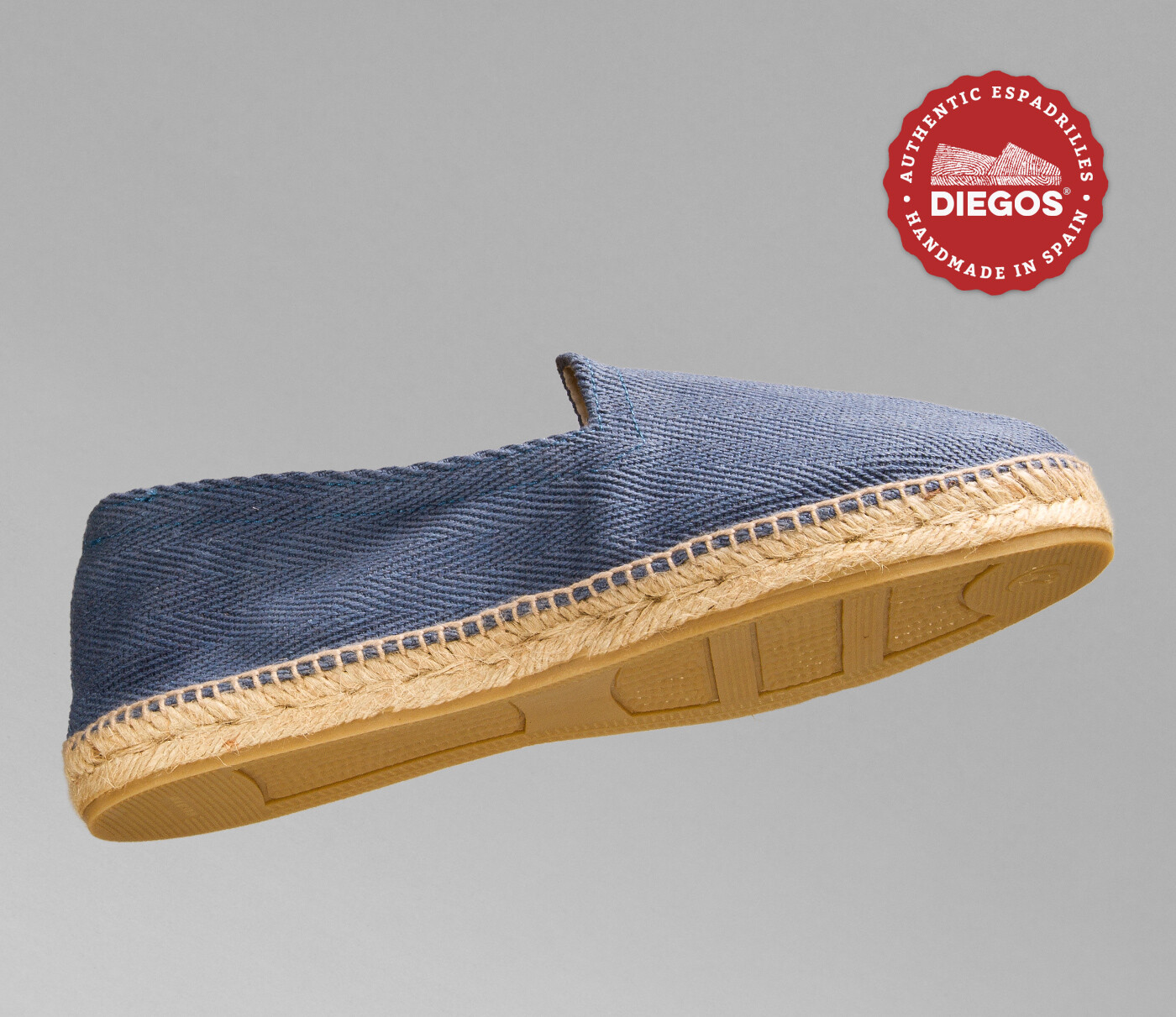 Diegos® French style blue herringbone espadrilles shoes for men, Made in Spain