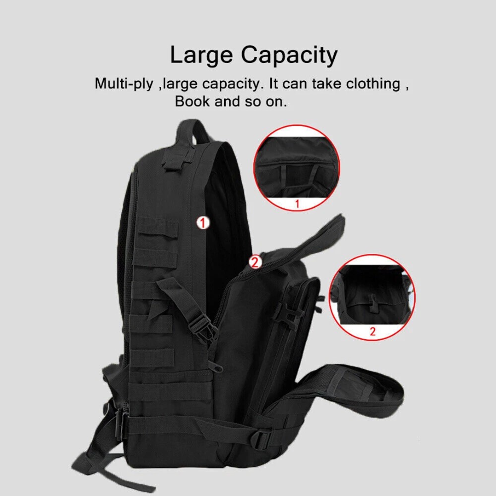 Tactical Backpack Assault Pack 41L Molle Hunting Rucksack Hiking Daypack Key Bag