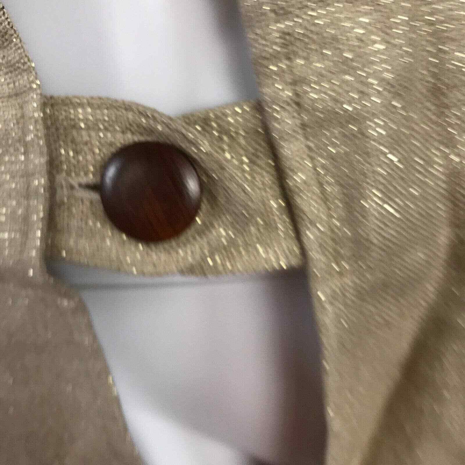 NWT Cache Trench Coat Jacket Womens Sz 12 Gold Beige Metallic Linen Belted