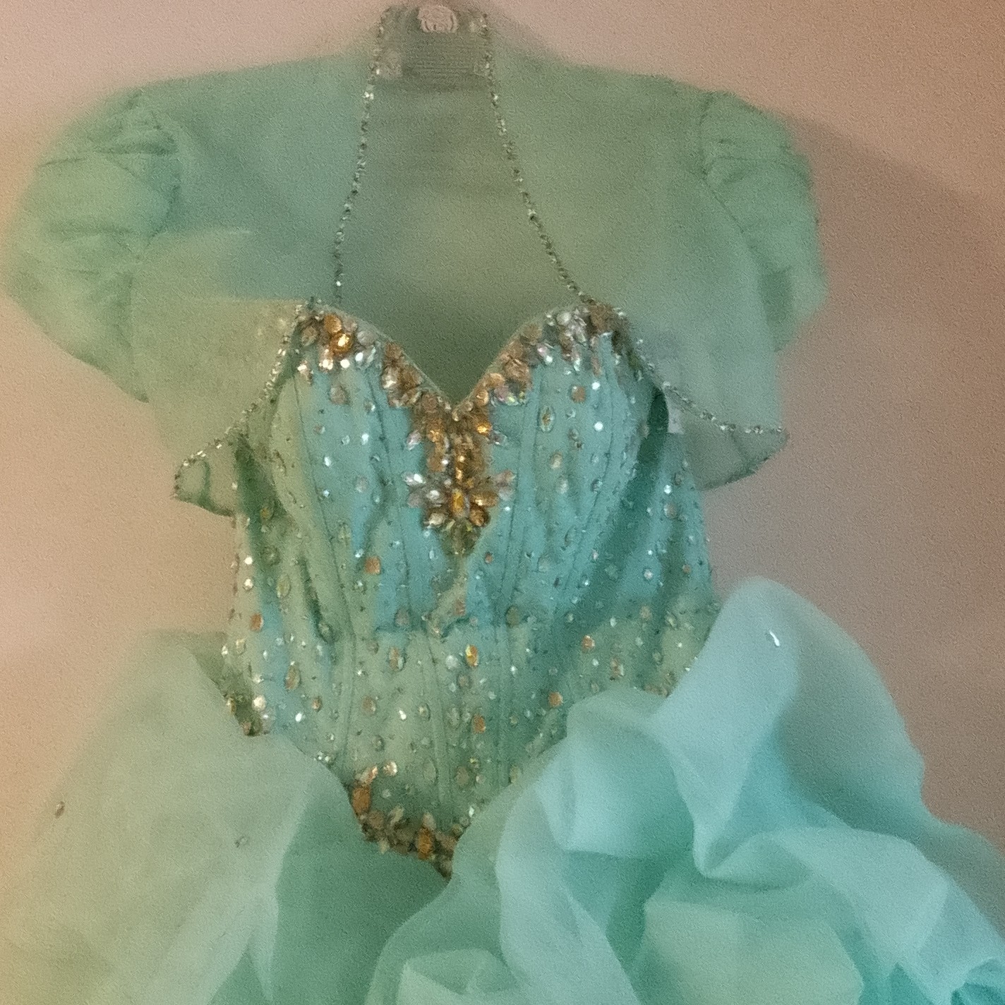 Mori Lee by Madeline Gardner Light Blue Ball Gown with Gold Accents