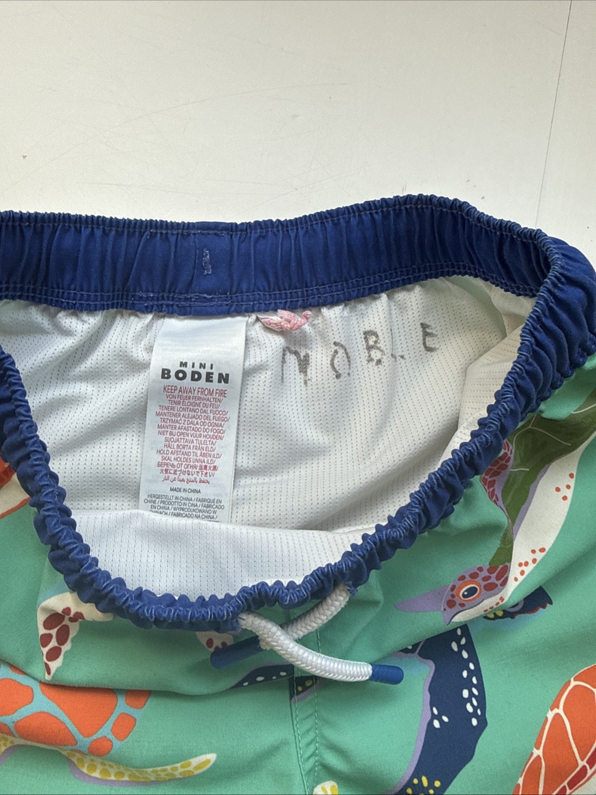 Mini Boden Swim Shorts Swimtrunks Boys Green Sea Turtles Size 5/6