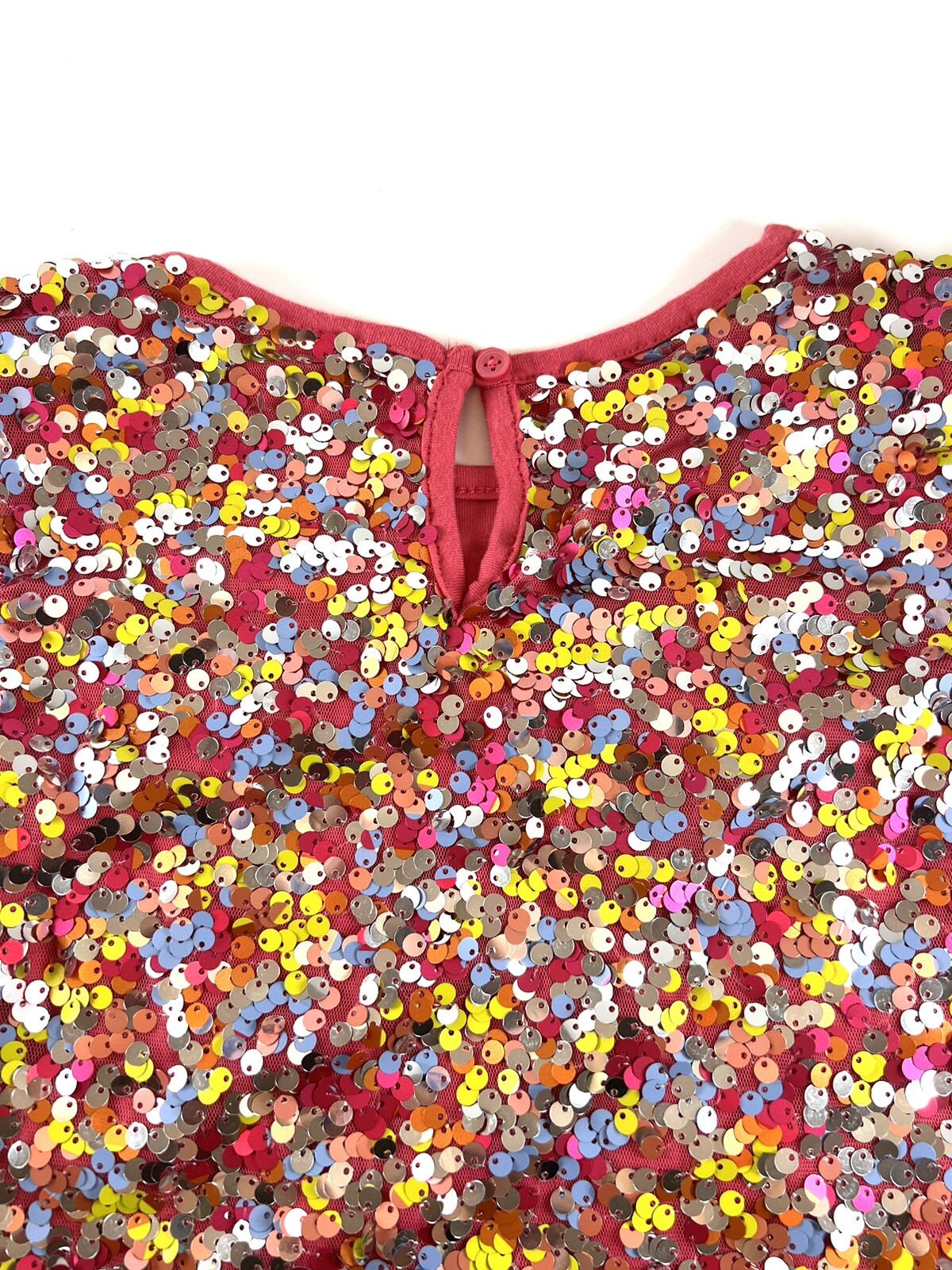 Girls Multicolor Dark Pink Silver Sequins Short Sleeve T-Shirt Sz 8 Garanimals