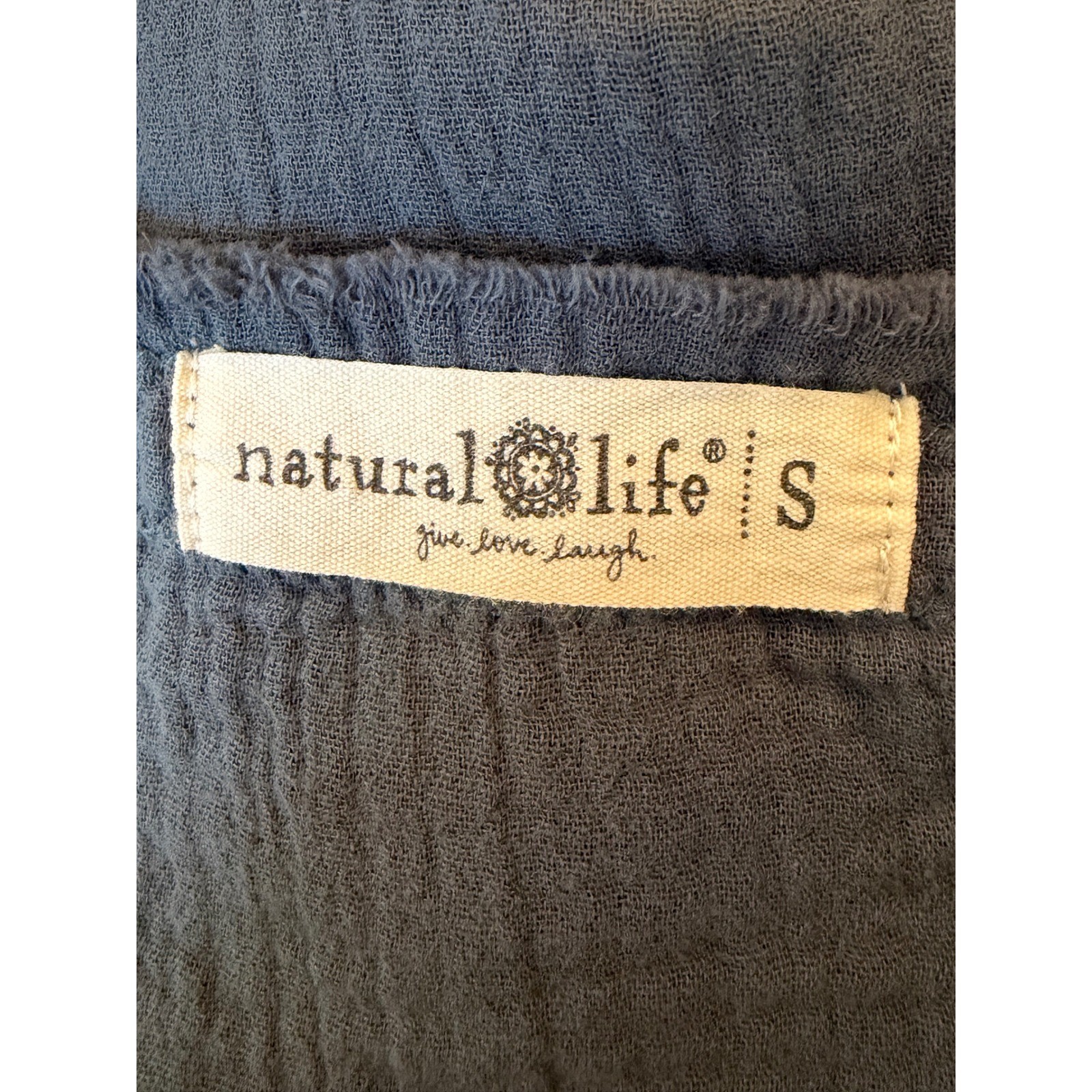 NWOT Natural Life Blue Cotton Gauze Relaxed Boho Tunic Dress Short Sleeve Small