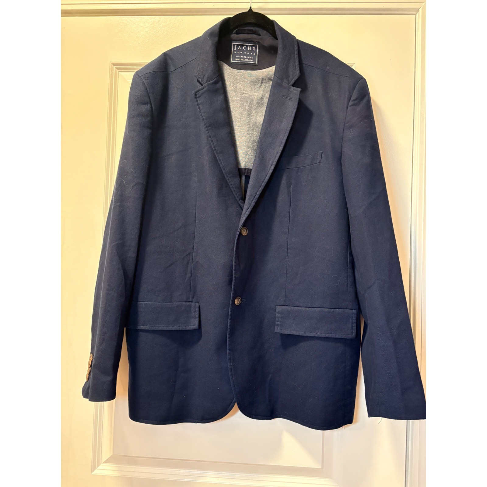 Jachs New York Mens Navy Blue Linen Cotton Blend Blazer