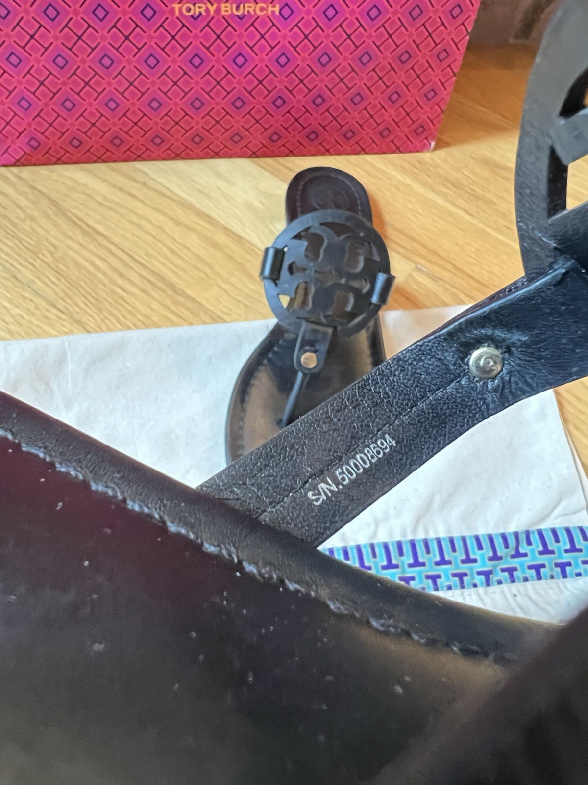 Tory Burch Perfect Black Leather Miller Sandals & Dust Bag