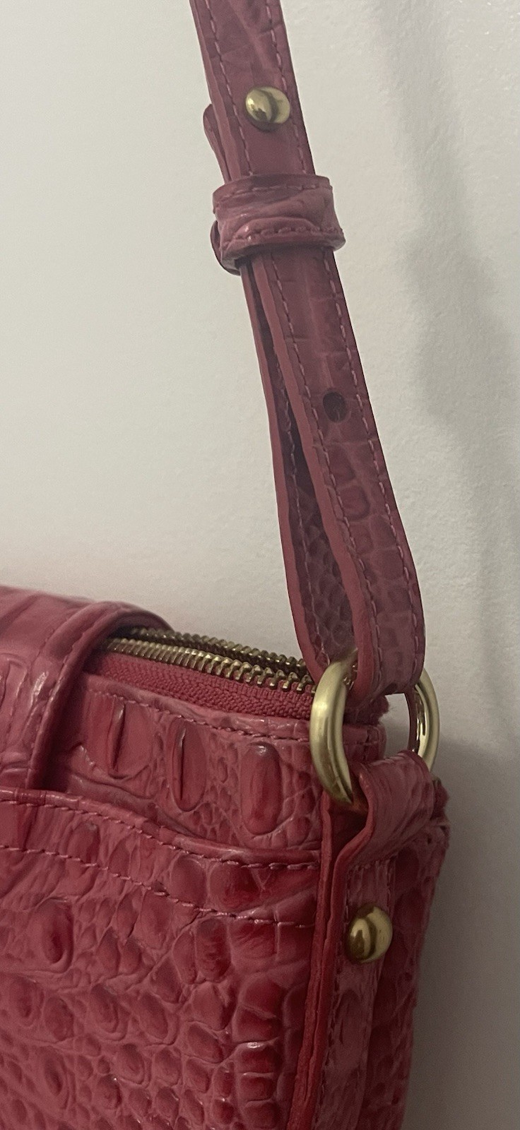 Gorgeous Brahmin Melbourne Mojito Croc Embossed Crossbody Pink Bag Multi Slots