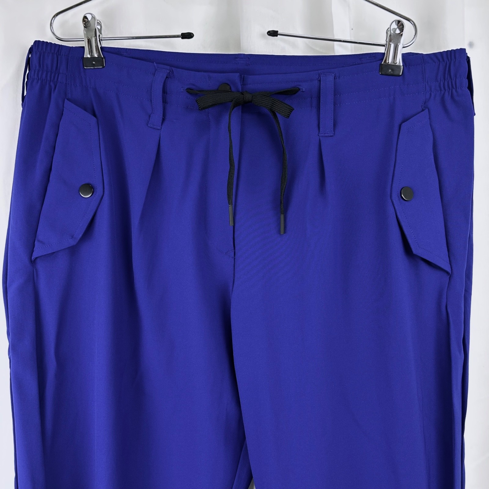 PASKHO “Sanctuary” Cropped Pleated Stretch-Tech Travel Pants “New Blue” L
