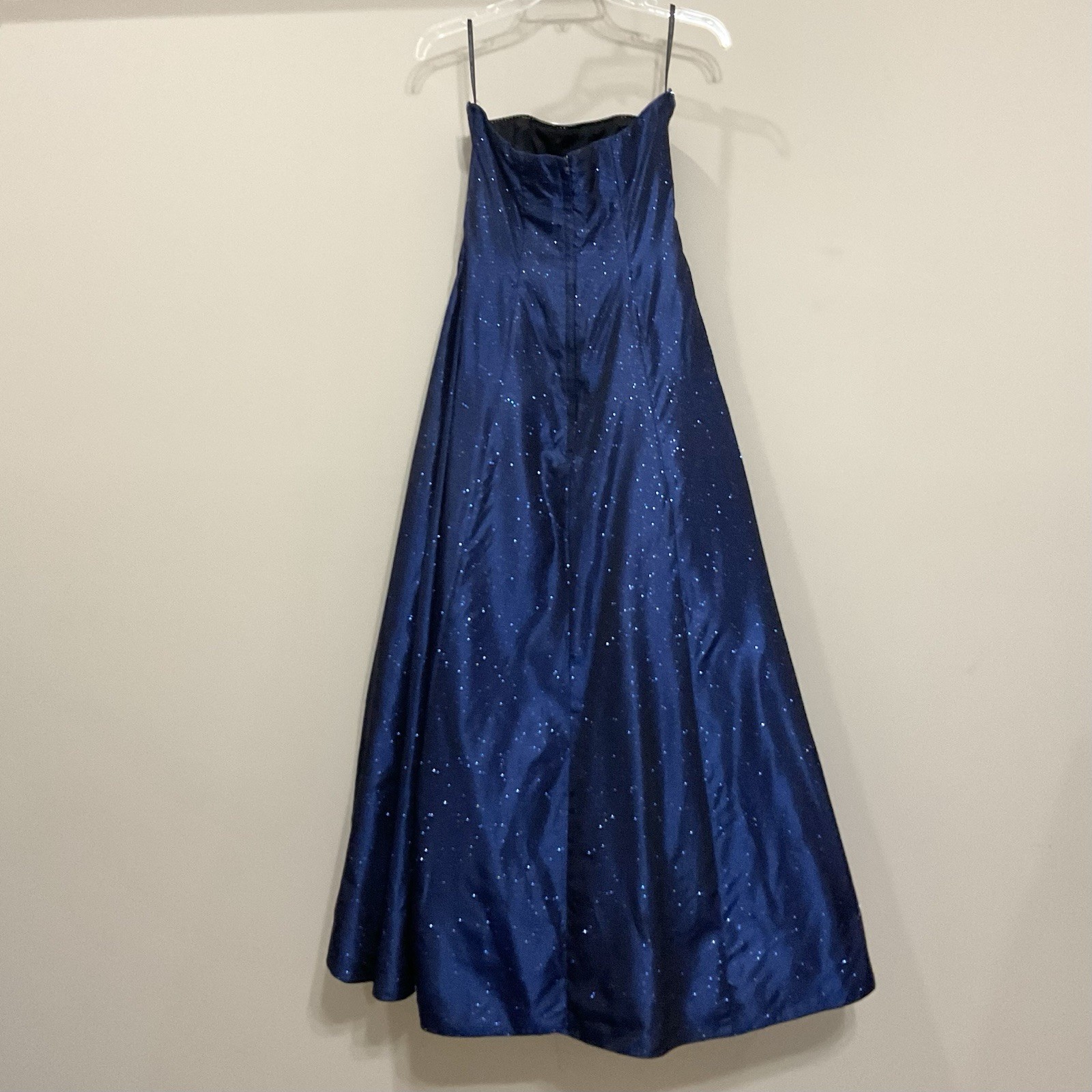 Scott McClintock Blue Glitter Strapless Formal Dress Gown Fit & Flare Maxi Sz 6
