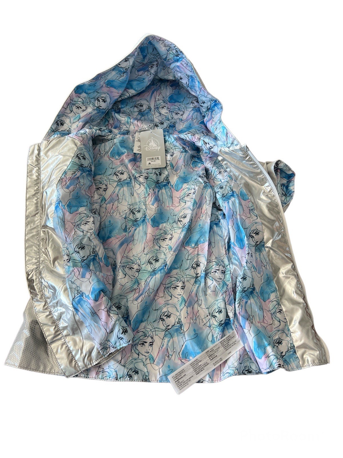 Rare Disney Park Frozen Elsa Anna Cape Silver Jacket Sz 9/10