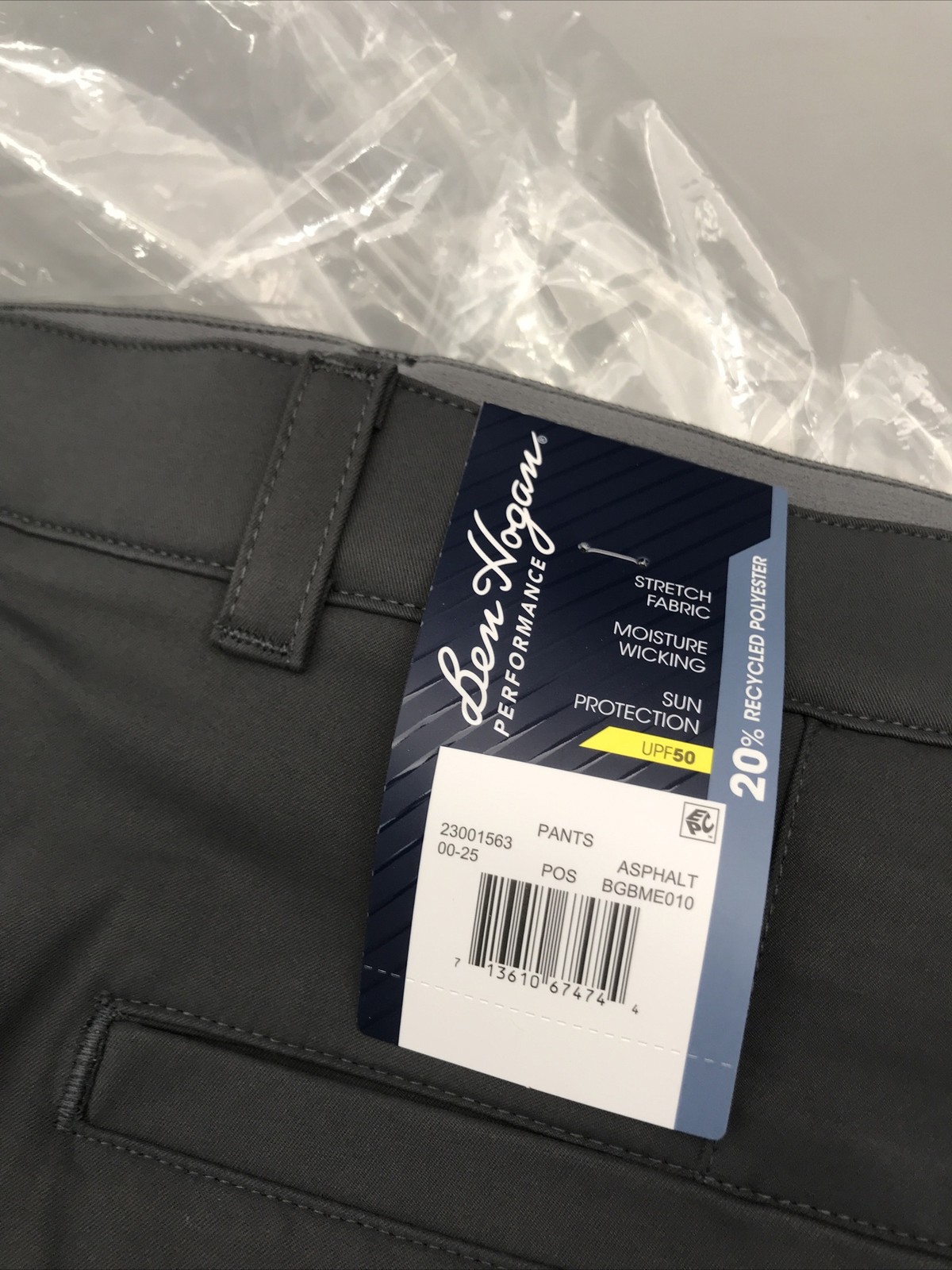 Ben Hogan Mens Performance Pants Stretch Fabric Size 50×30 Asphalt Dark Gray New