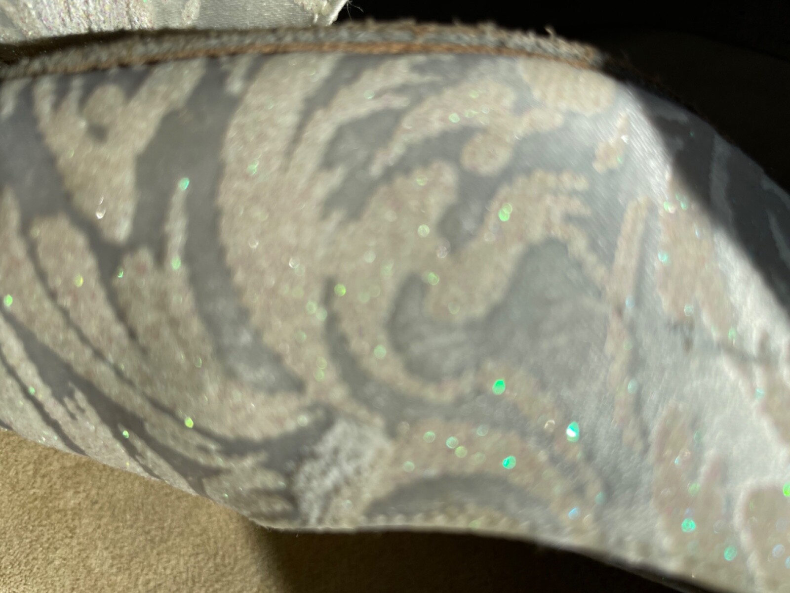 White Silk Damask Bridal or Ballroom or Theatre Dance Shoes by “Celebrity”