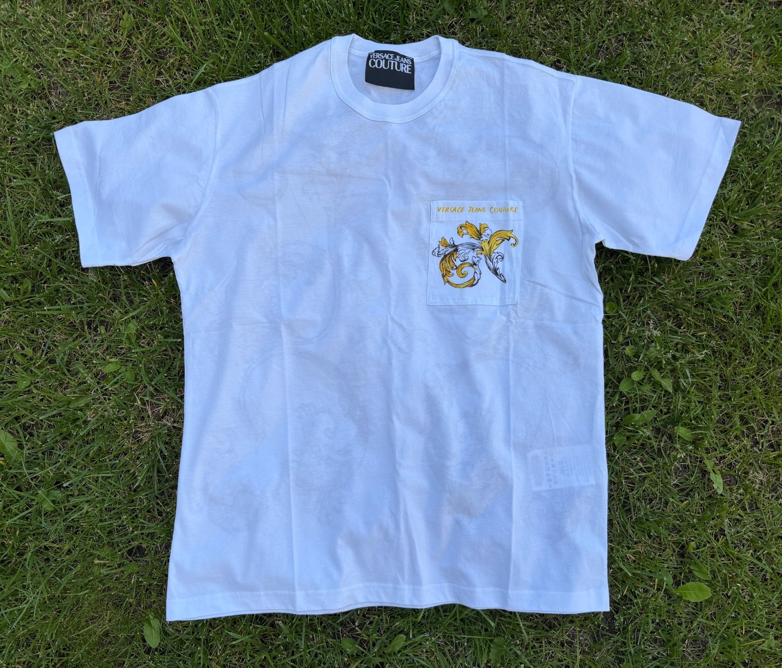 Versace Jeans Couture XL SIZE Patch Pocket T-shirt Barocco Graphic White New