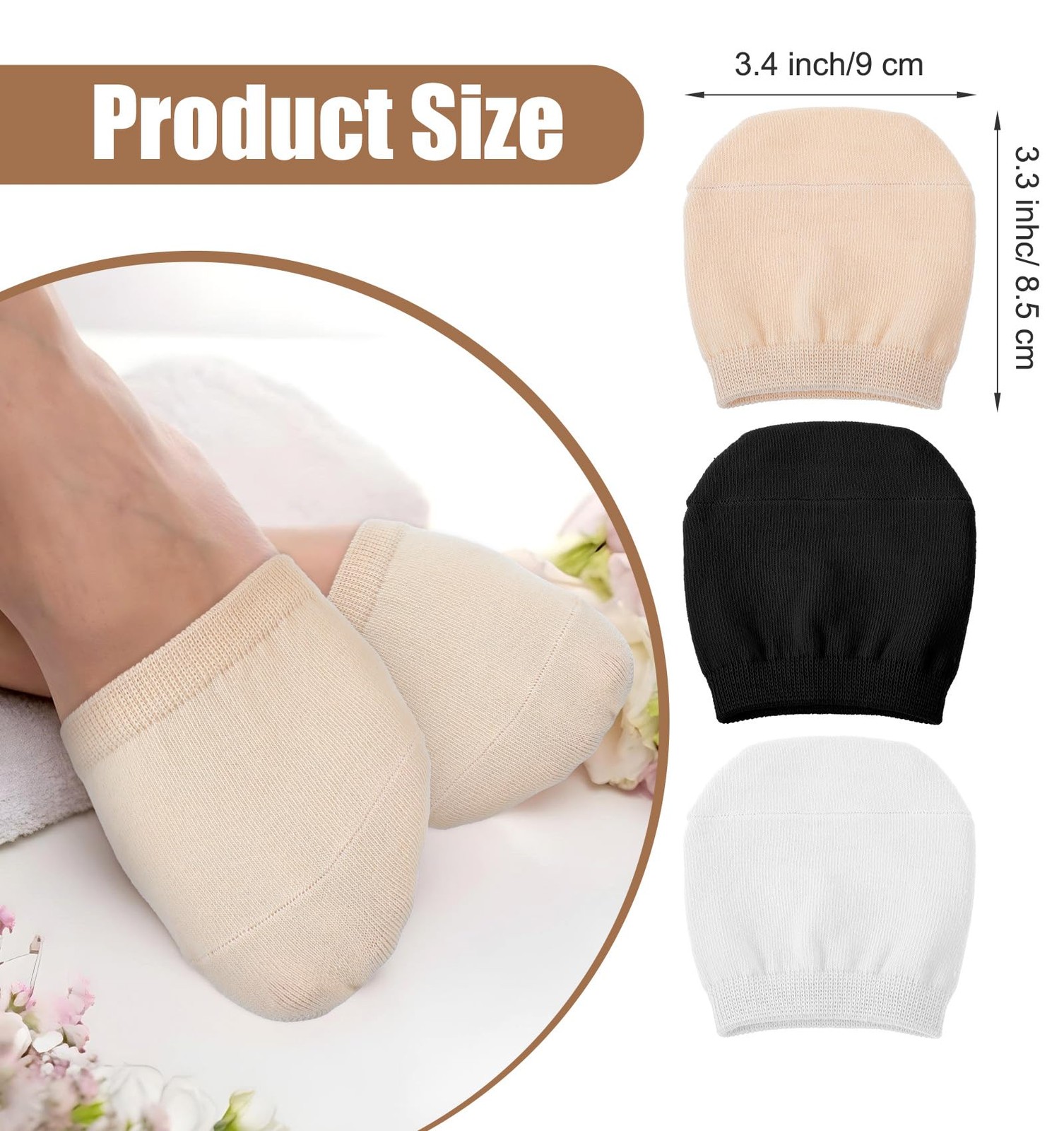 8× Invisible Toe Socks Non-slip Mules Half Socks Toe Topper Covers for Womens US