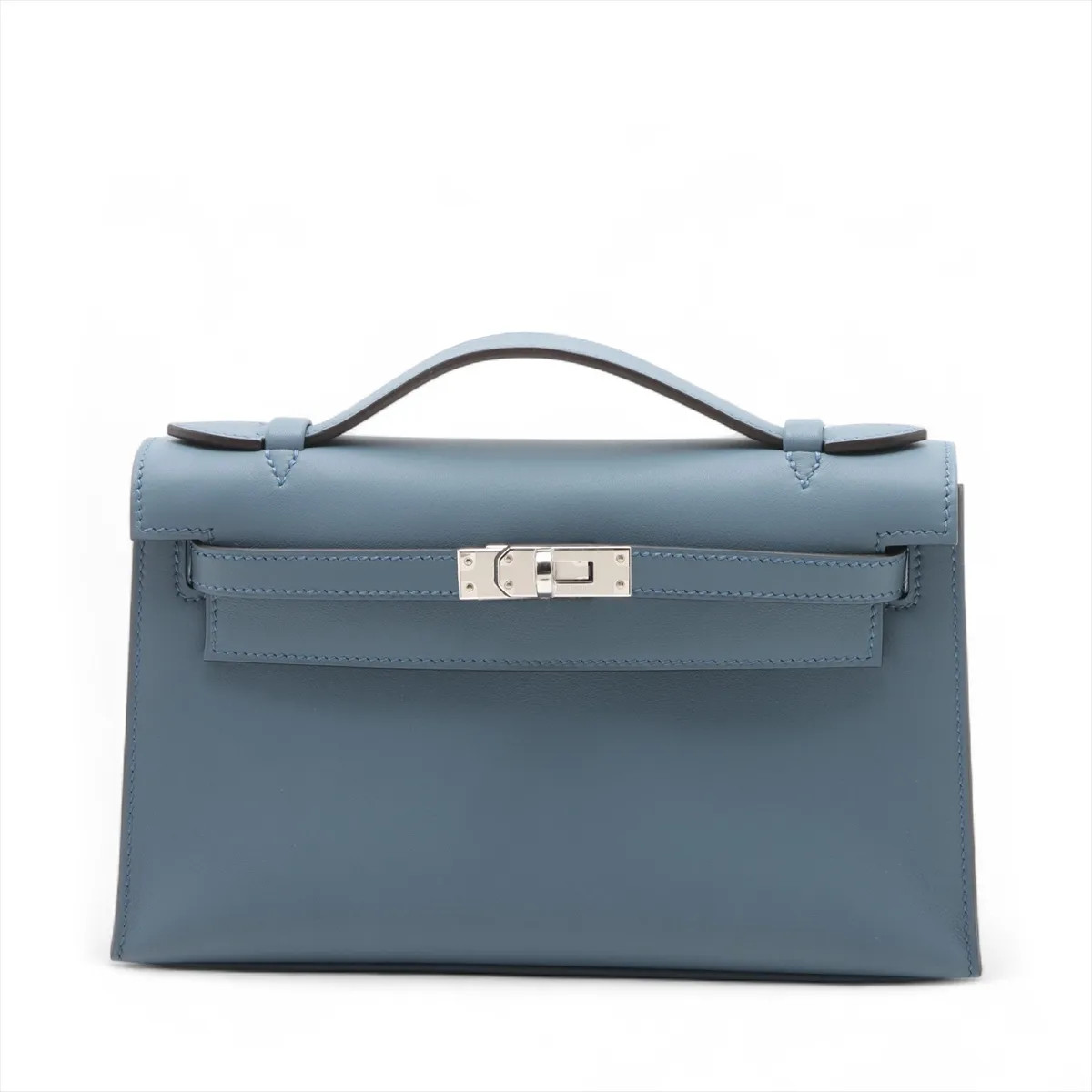 Hermès Pochette Kelly Mini Veau Swift Blue tempête Silver Metal Fittings G: 2026