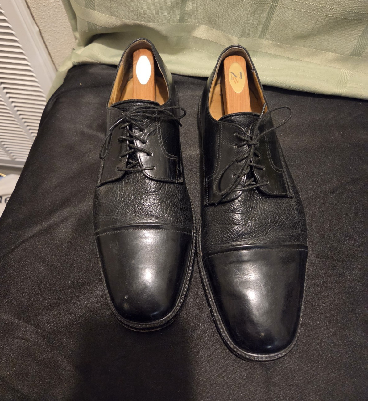 Johnston & Murphy Men’s Black Leather Cap Toe Lace-Up Oxford Dress US 11 M