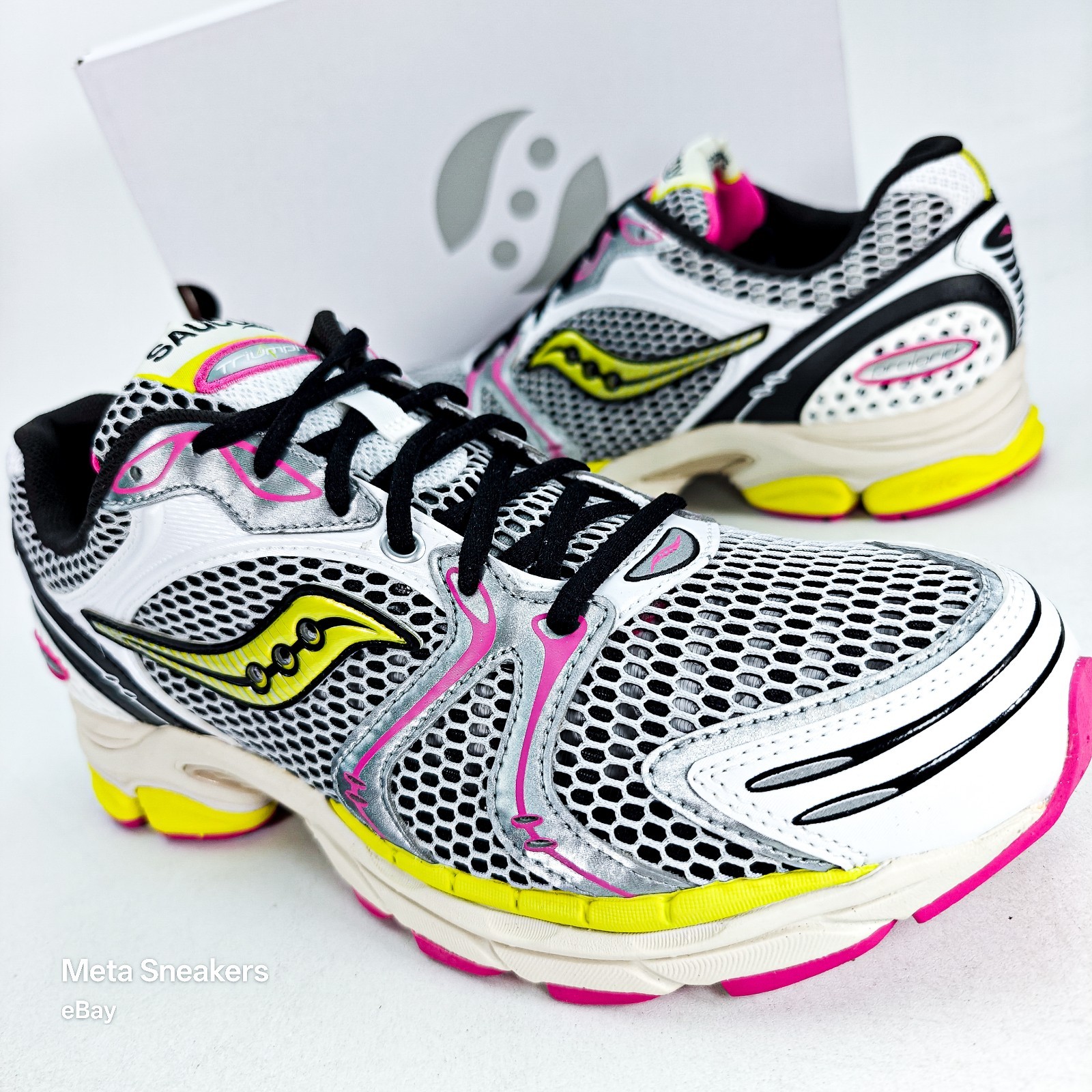 Saucony US 13 Men’s White Black Pink Yellow Retro Progrid Triupmh S70704 14 New