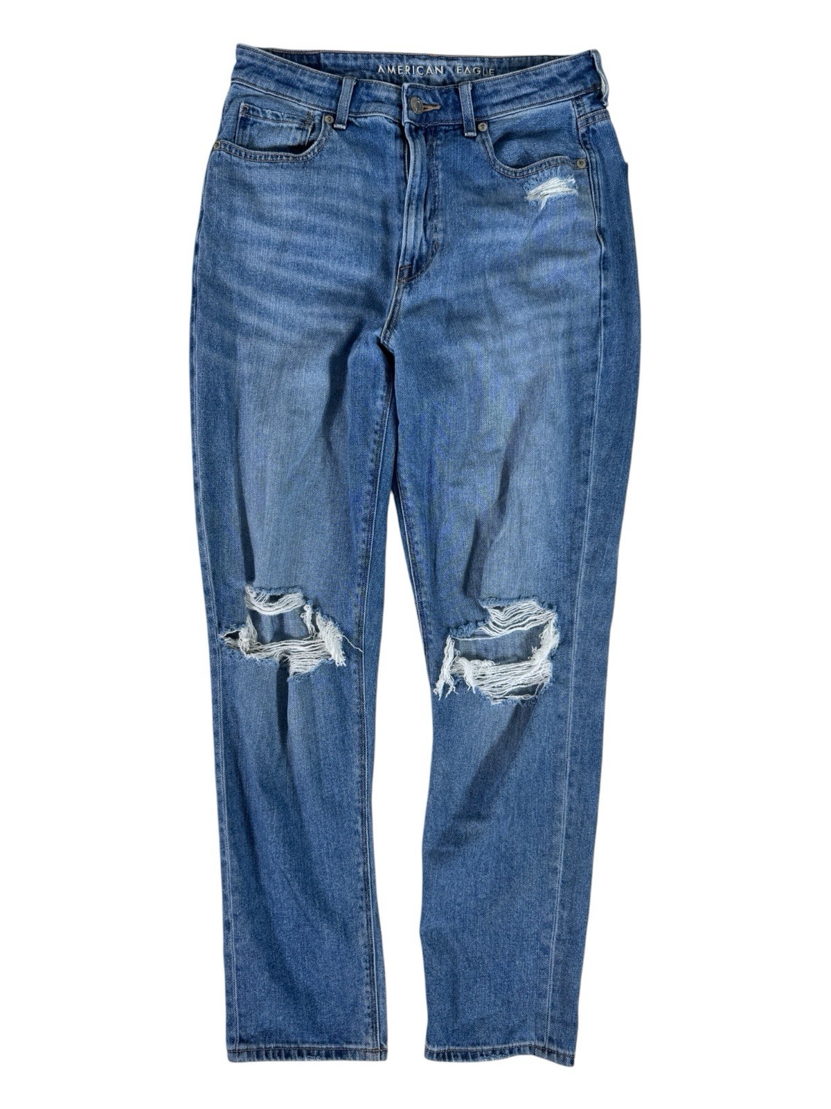 American Eagle Medium Wash Distressed High-Rise Mom Denim Jeans Women’s 6R