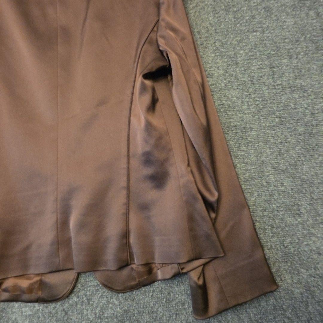Cache Blazer Womens 10 Brown Satin 2 Button Rhinestone Stretch Jacket USA Y2K