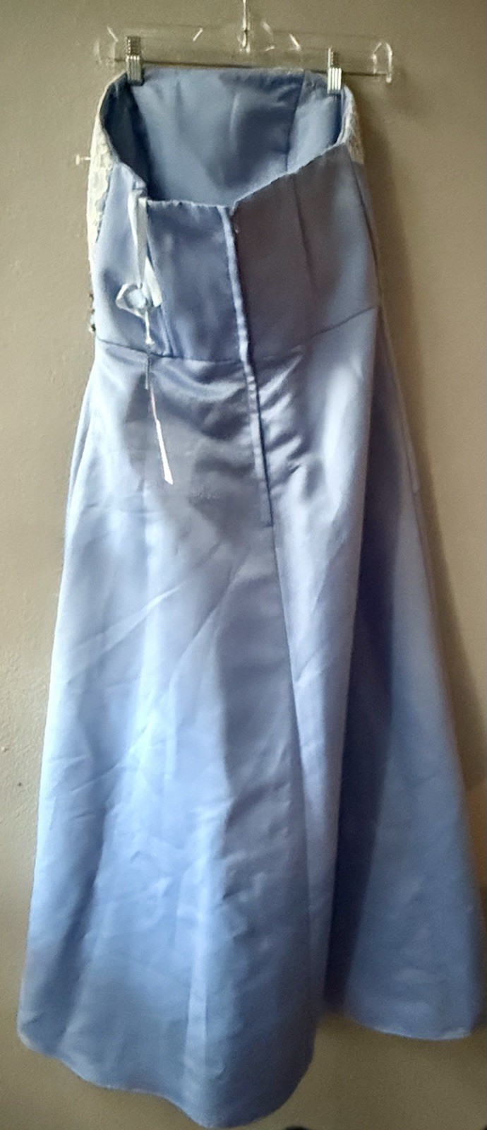 MORI LEE BLUE/WHT. LACE TAFFETA BRIDESMAID/PROM GOWN JUNIORS SIZE 15/16~NWT