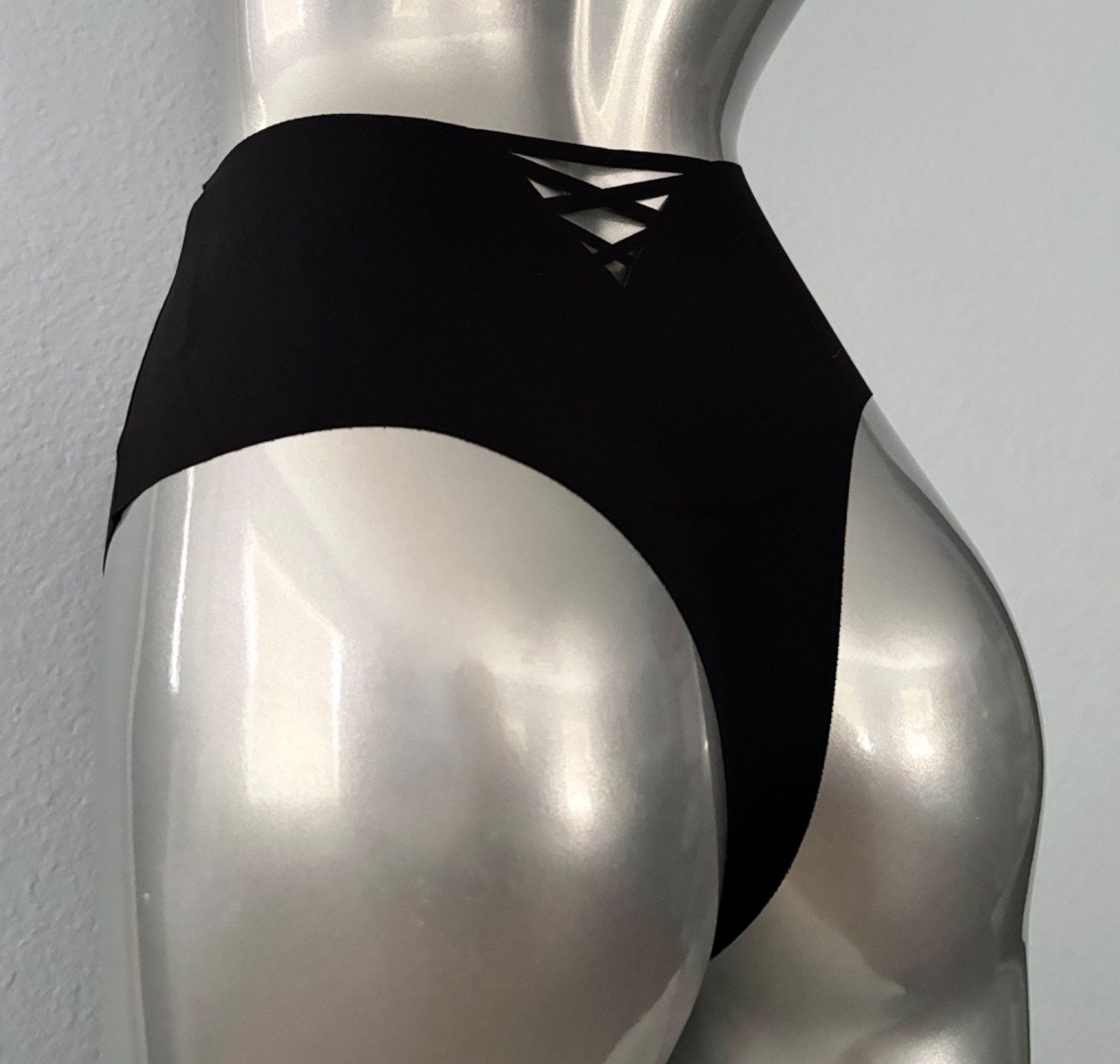 Victoria’s Secret Thong Panty No Show High Waist Leg Black Stretch S M L XL 2XL