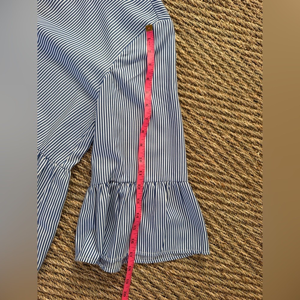 Blaque Label Blue & White Stripe Peplum Top 💙 Size Medium, Bell Sleeve, Nautica