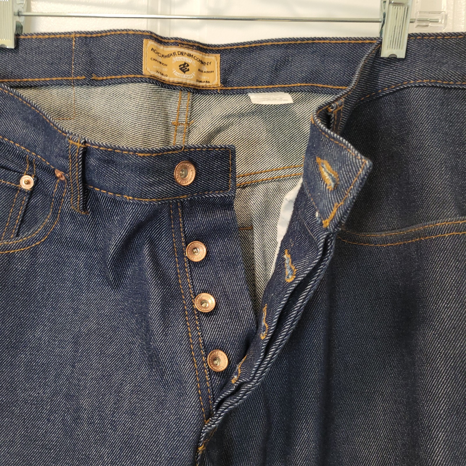 Rocawear Jeans Mens 36×30 Blue Button Fly Relaxed Skate Grunge Hip Hop 90s Y2K