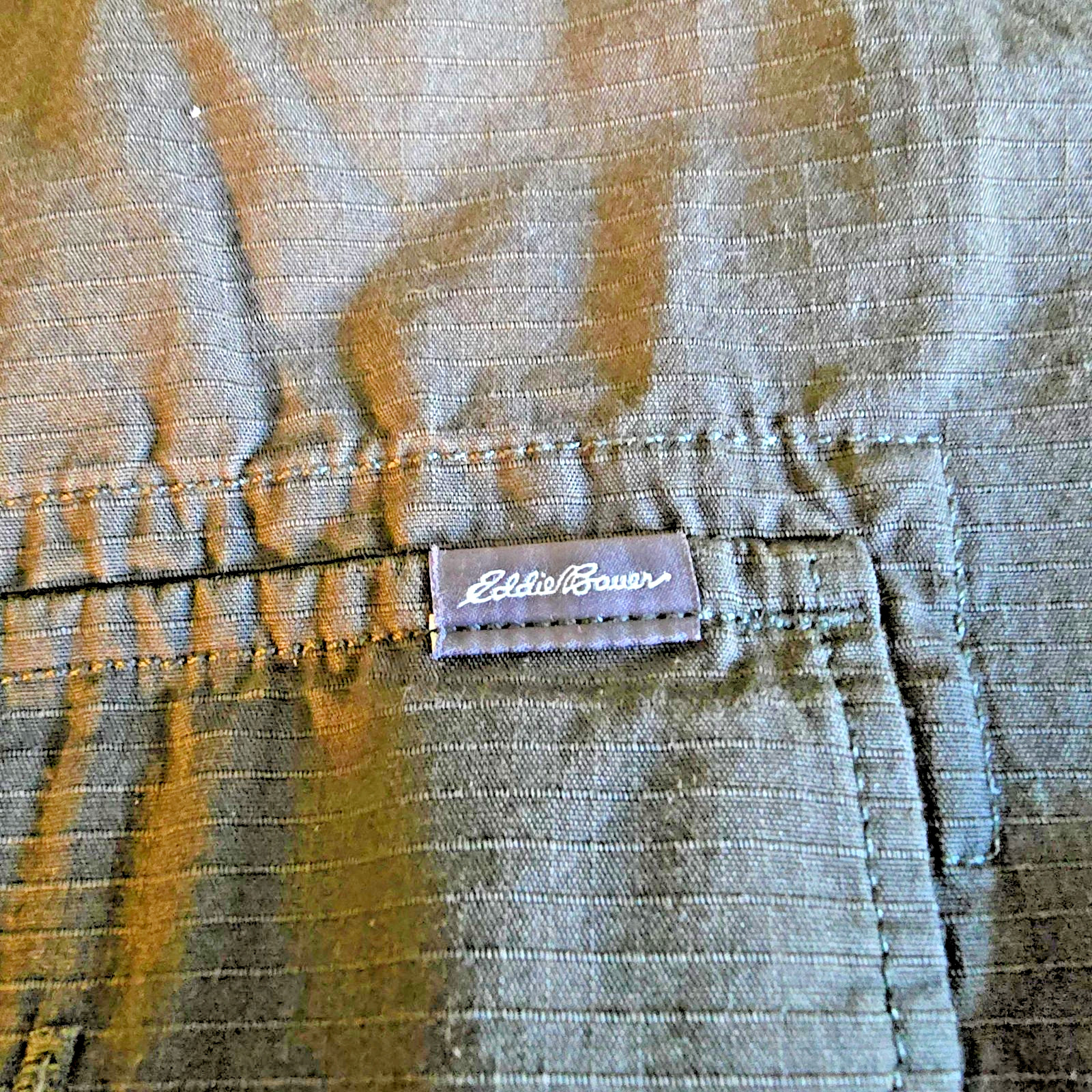 Men’s Eddie Bauer T2XL Button Down Pockets Long Sleeve Dark Green Shirt Sporty