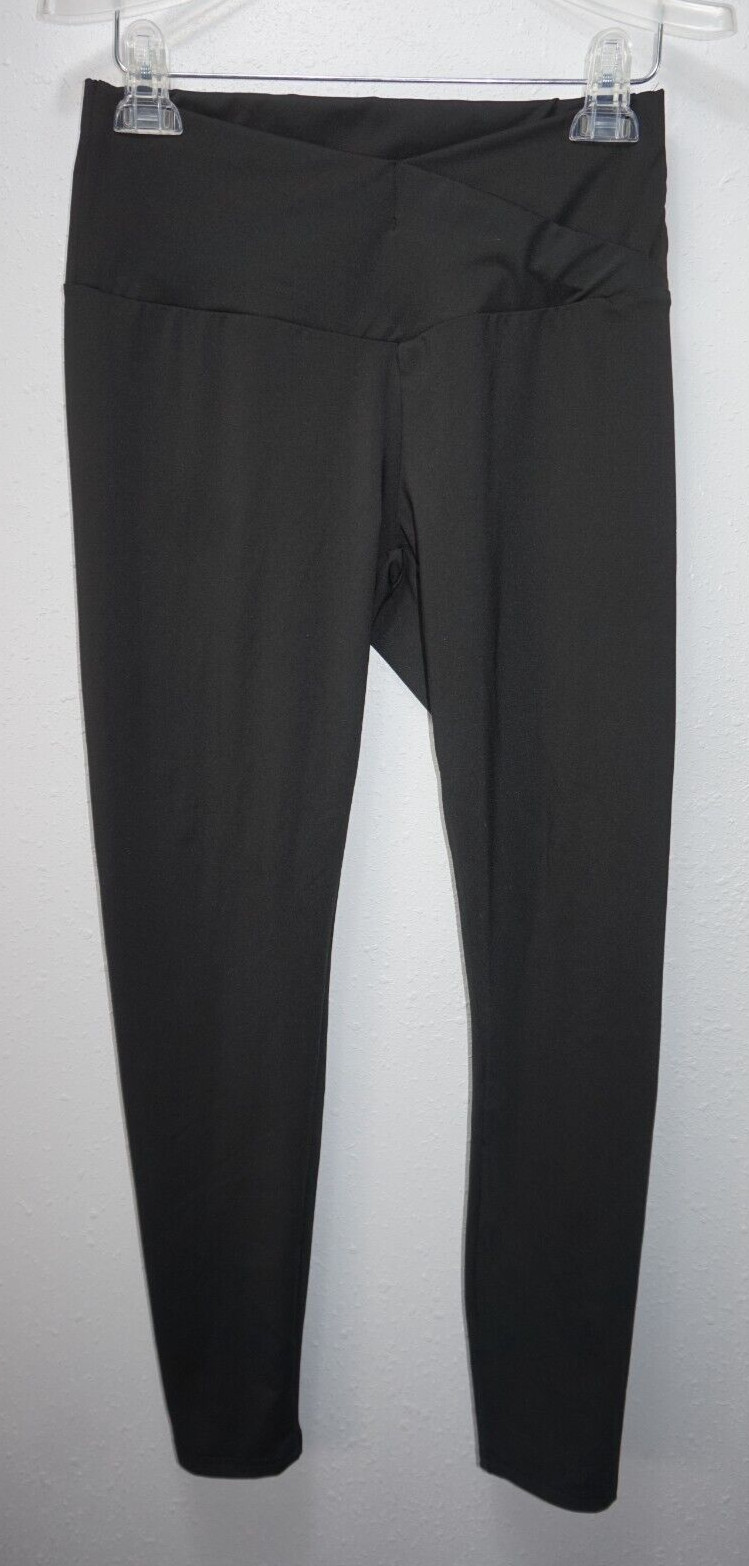 Shein Black Leggings Womans Sz L Crossover Waist 27.5in Inseam