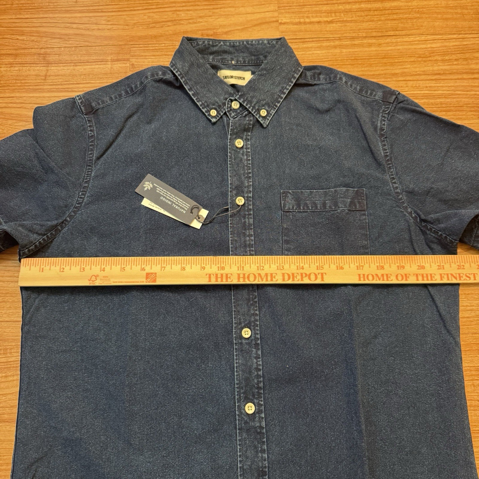 Taylor Stitch Short Sleeve Jack in Rinsed Indigo Oxford 42 Large Organic Cotton