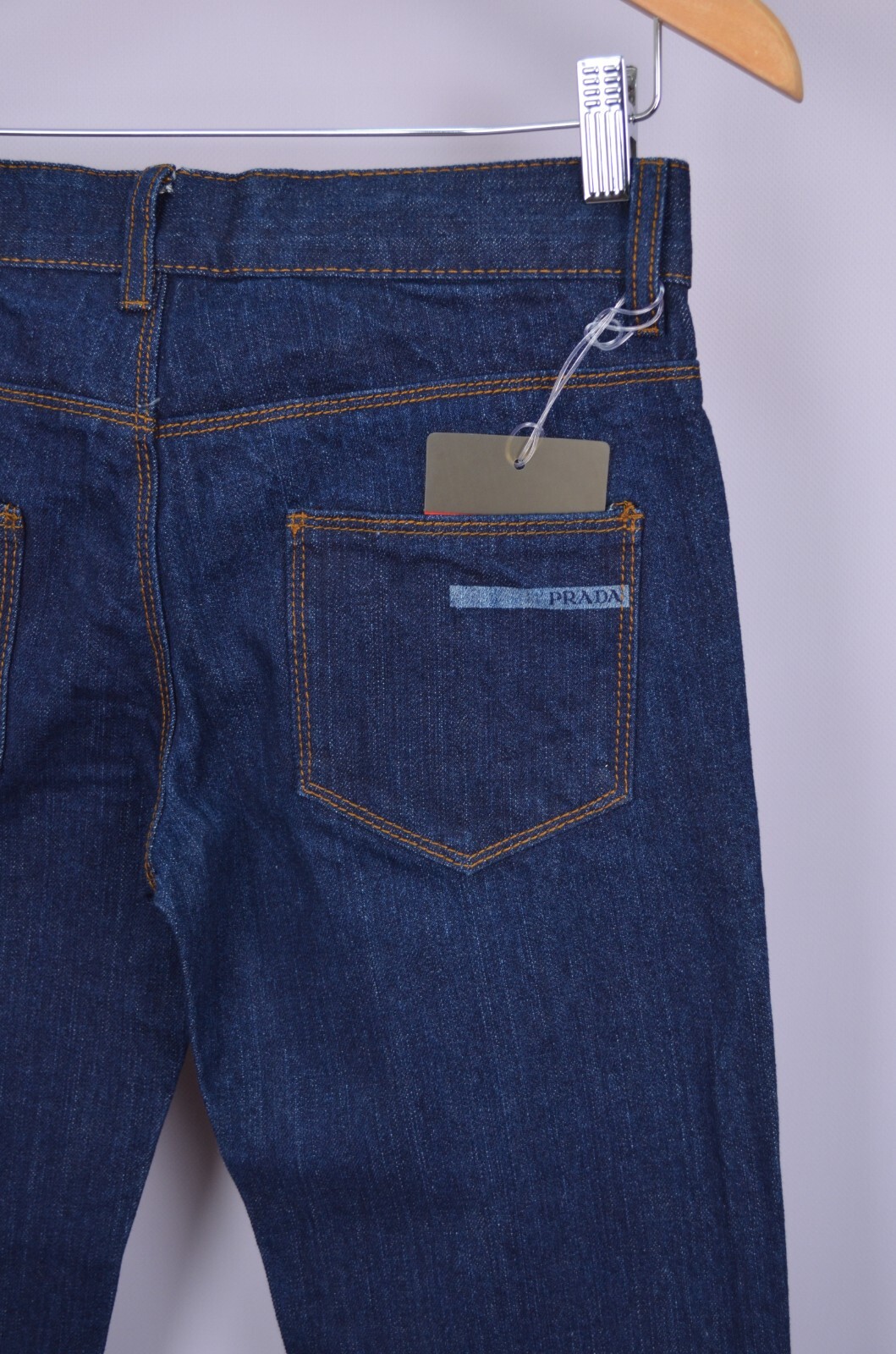 PRADA Denim Womens Jeans Logo Red Tab Nylon Details NWT Size IT 40, 42