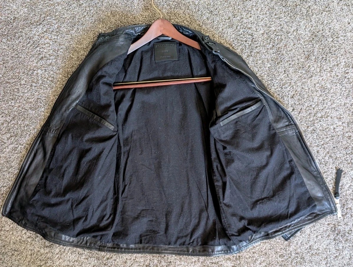 AllSaints Cora Leather Jacket Men’s Size Large Jet Black Celebrity Grail COLT