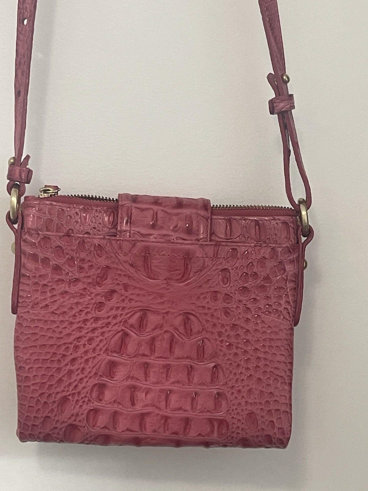 Gorgeous Brahmin Melbourne Mojito Croc Embossed Crossbody Pink Bag Multi Slots