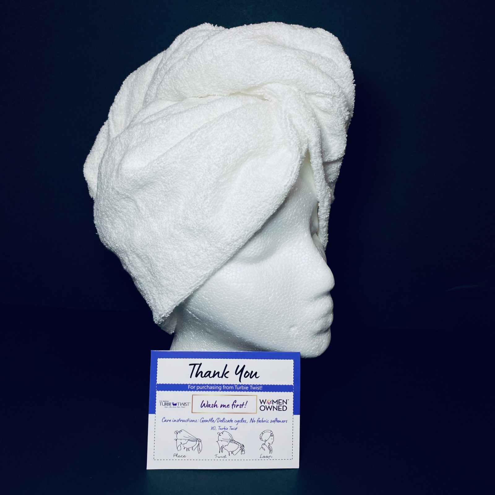 Hair Towel Turban Absorbent 100% Cotton Terry White Bath Shower Turbie Twist