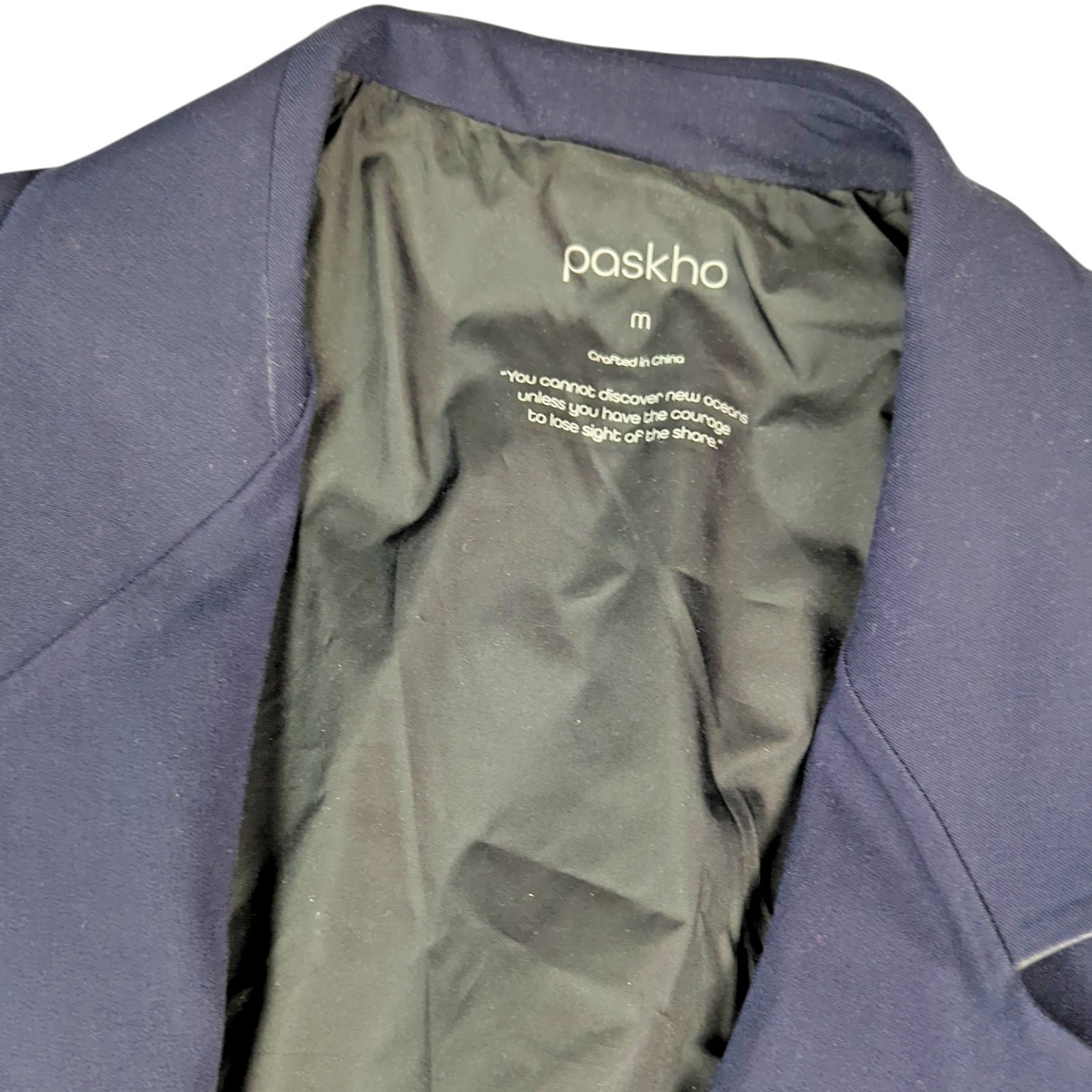 Paskho Blazer Jacket Navy Blue Stretch Modern Pockets New with Tags Mens Med