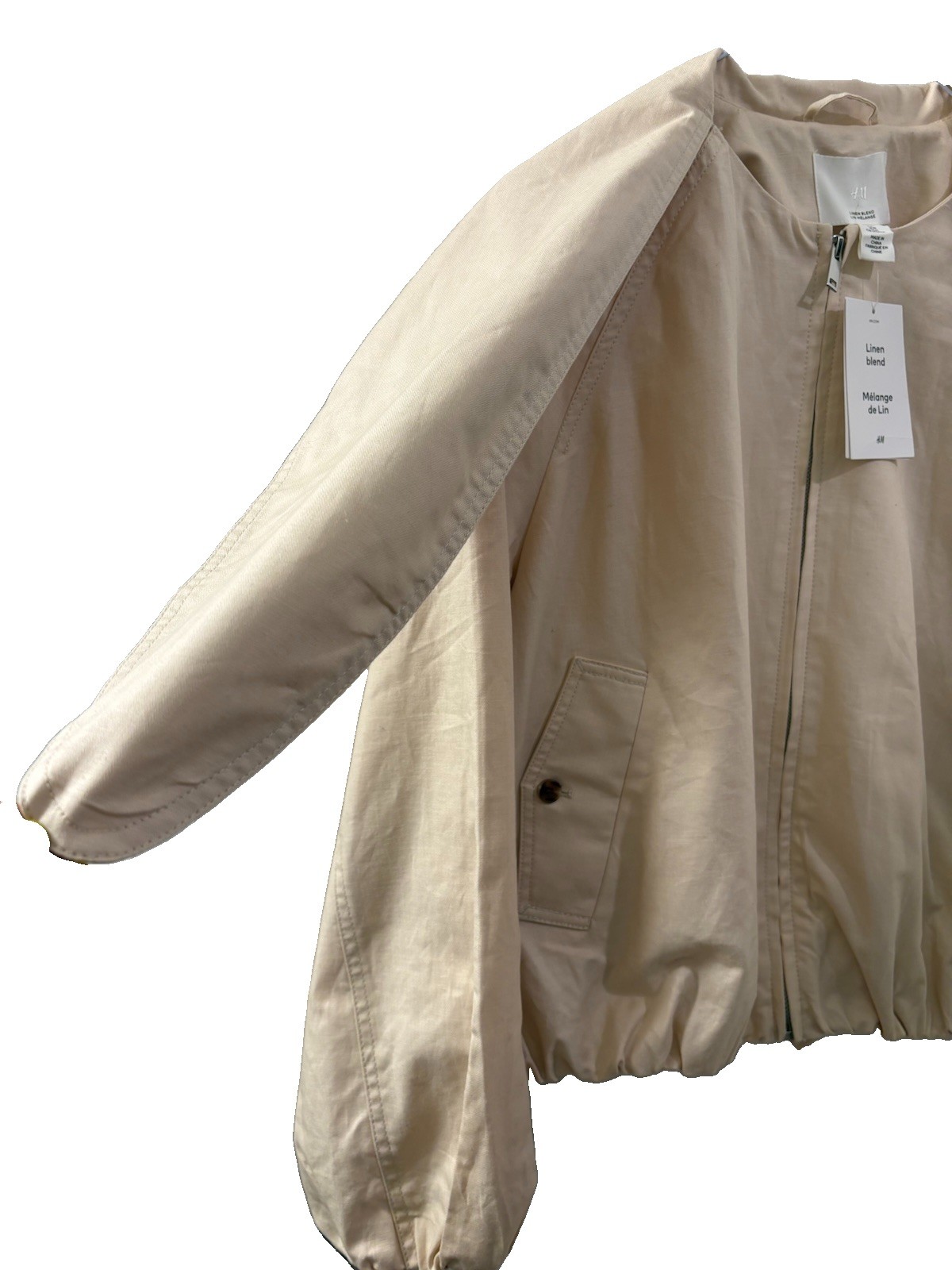 🤍 H&M Linen Blend Cropped Jacket – Size Medium – NWT