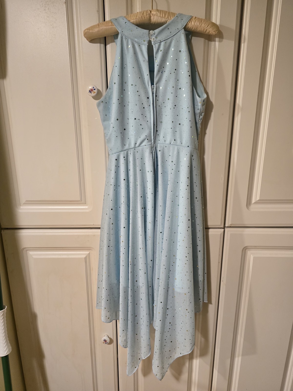 Tween Diva Sz 14 Light Blue Handkerchief Hemline Scattered Rhinestones