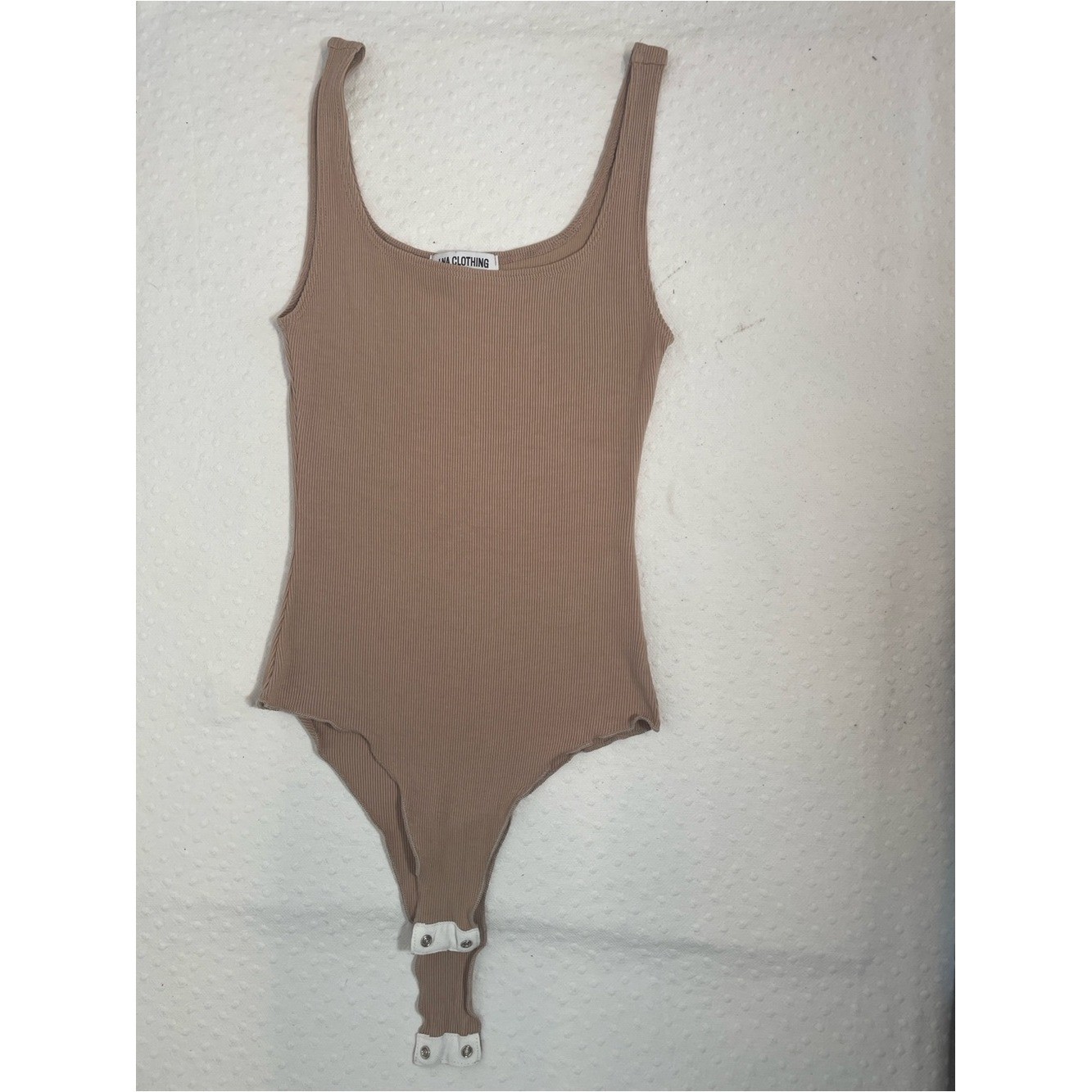 LNA Clothing Ribbed Essential Scoop Tank Bodysuit XS soft layering basic taupe