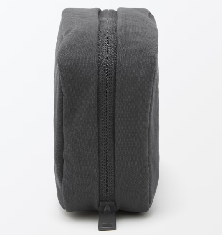 MUJI Wrinkle Nylon Wide-Opening Pouch Dark Gray, M, Approx. 15 × 9 × 4.5 cm