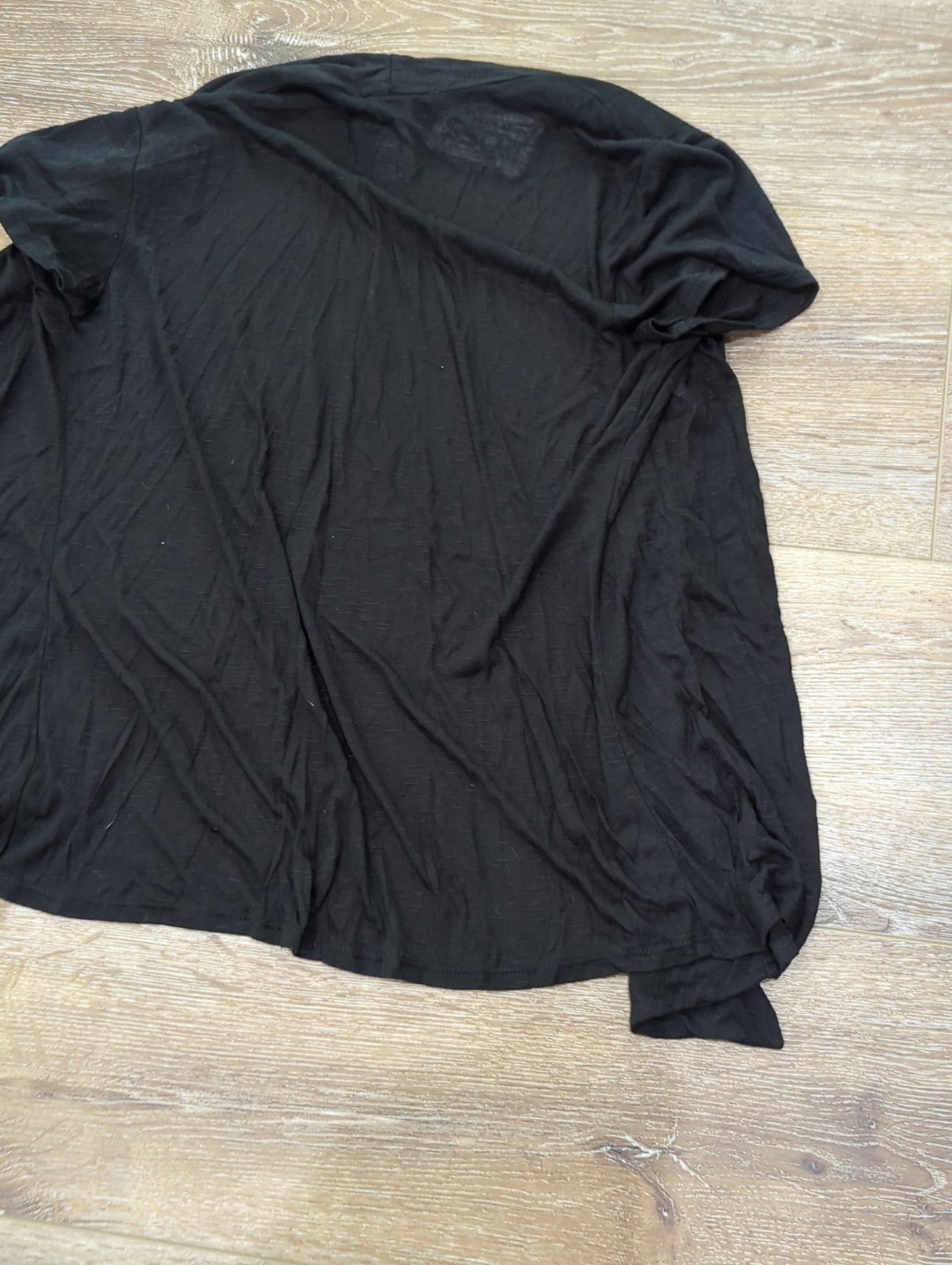 JKLA Open Front Light Weight Cardigan Black Size Medium Sheer Short Sleeve