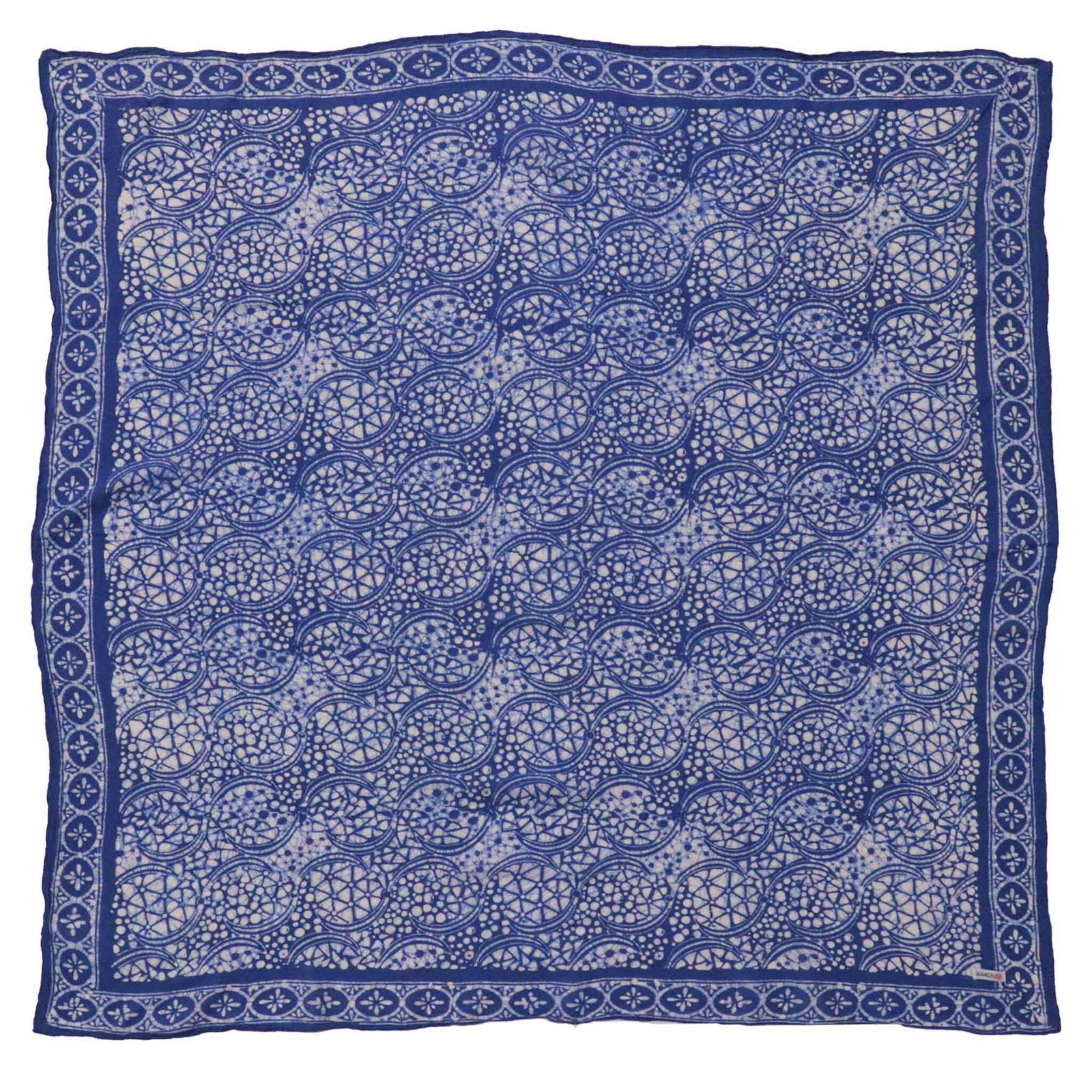Large 39″ Hand Dyed Batik Bandana – Soft Lightweight Cotton, Blue Stone