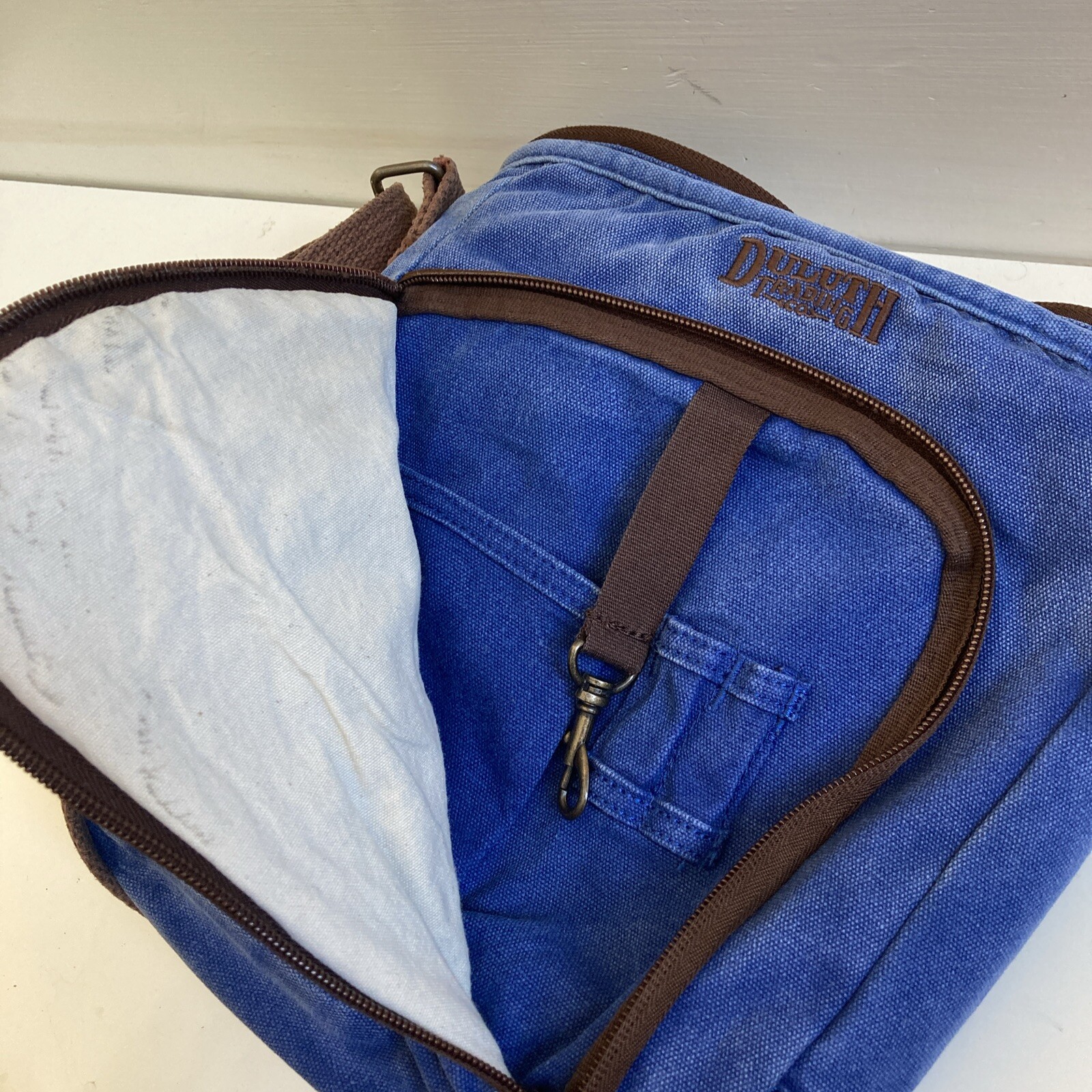 DULUTH TRADING CO BLUE DENIM CANVAS CROSSBODY PURSE