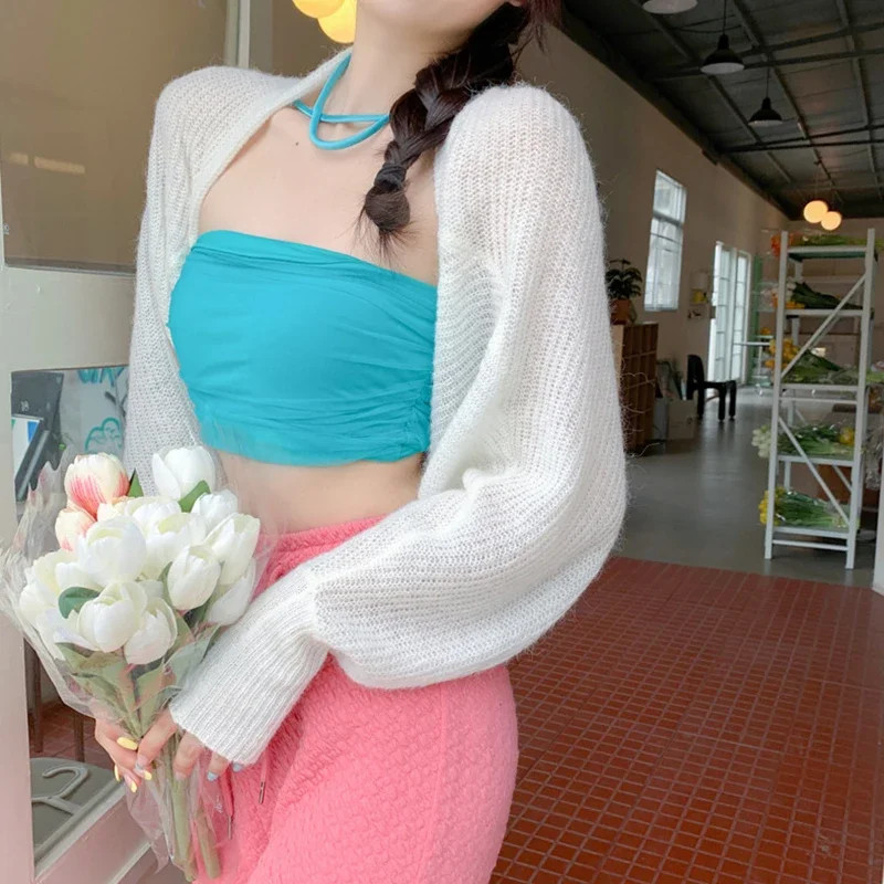Women’s Summer Open Front Bolero Shrug Long Sleeve Solid Color Sun