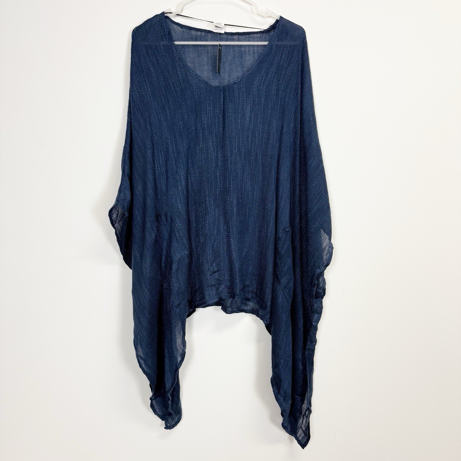 Melrose and Market Pullover Poncho Womens One Size Blue Lightweight Sweater NWT