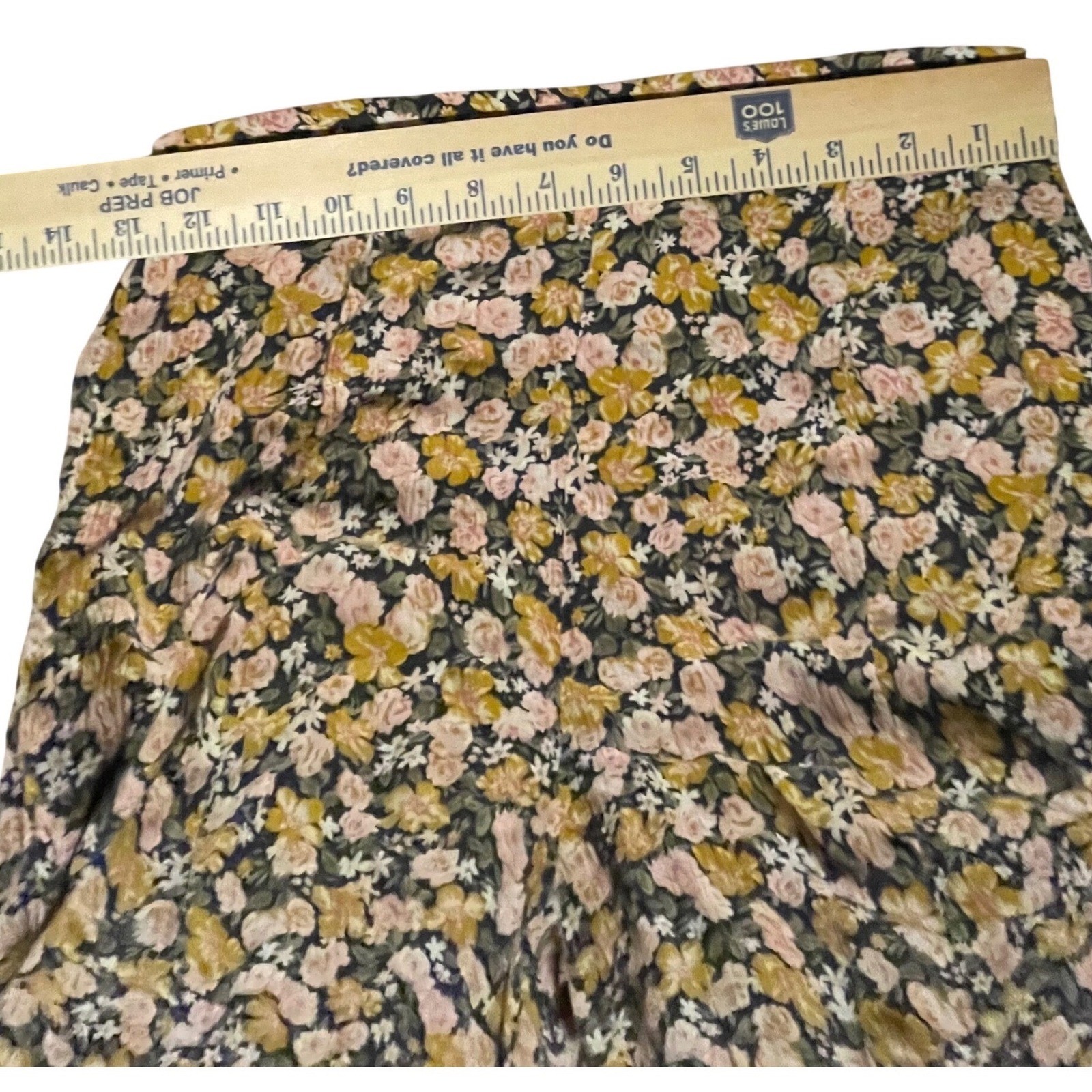 High Waisted Floral Wide Leg Crop Pants Flowy Culottes Mustard Pink Multi