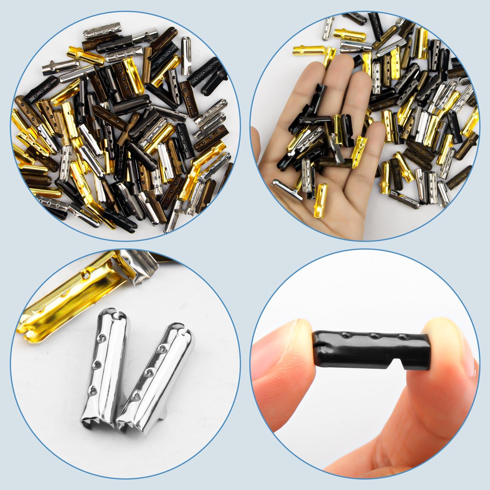 80 Pcs Metal Aglets Shoe Lace End Tips Replacement for Paracord Hoodies Boots