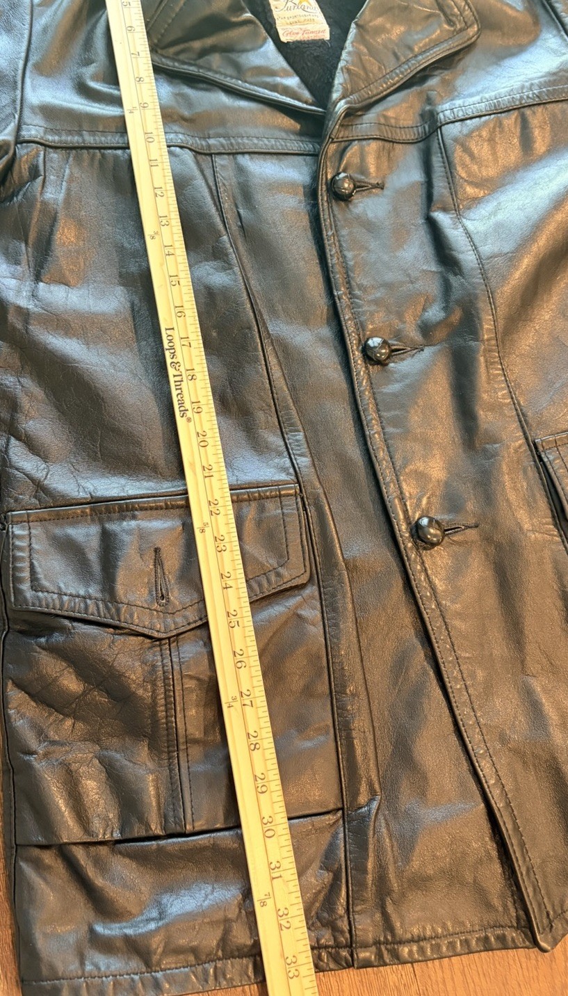 Vintage Kurland Star Sportswear Men’s Black Leather Jacket Size 48. Retro/USA