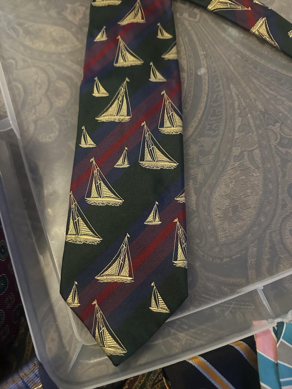 Paul Stuart Men’s All Imported Silk Nautical Necktie Made In USA